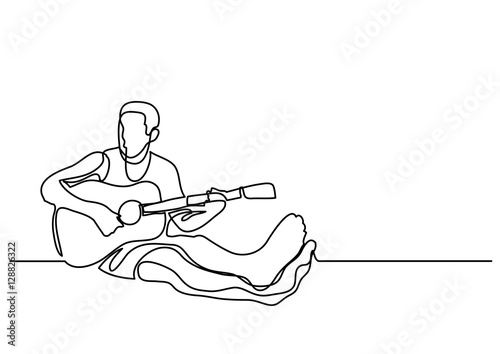 Continuous Line Drawing Of Man Sitting Playing Guitar Buy This Stock Vector And Explore Similar Vectors At Adobe Stock Adobe Stock
