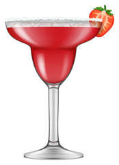 Wall Mural - Realistic looking Strawberry Margarita cocktail. Vector illustration.