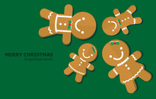 Illustration Vector Of Gingerbread Family On Christmas Theme.