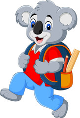 Canvas Print - Cartoon funny koala with backpack

