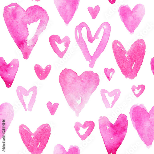 Cotton fabric Red hearts pattern. Happy Valentines day background. Seamless pa