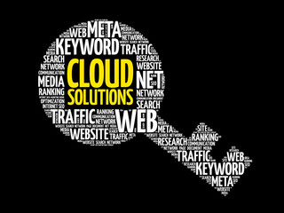 Poster - cloud solutions key word cloud, business concept