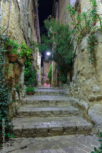 Naklejka na szafę Street in the old village Tourrettes-sur-Loup at night, France.