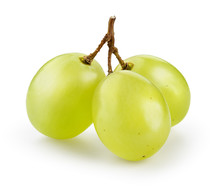 Green Grape Isolated On White. With Clipping Path.