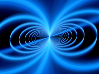 blue glowing magnetic field fractal