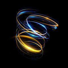 Wall Mural - Glow swirl light effect. Circular lens flare. Abstract rotational lines. Power energy element. Luminous sci-fi. Shining neon lights cosmic abstract frame. Magic round frame. Swirl trail effect
