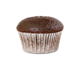 Wall Mural - Chocolate muffin isolated on white background