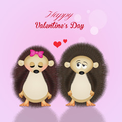 Sticker - hedgehogs for Valentines day