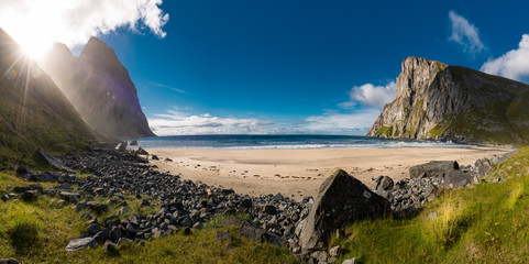 Canvas Print - Kvalvika Beach on the Lofoten Islands, Norway