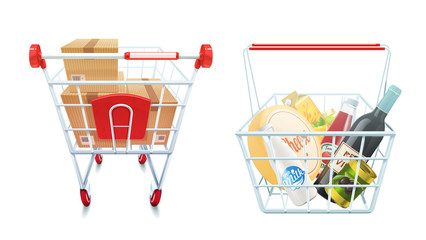 Wall Mural - Shopping Cart And Basket Set