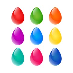 Poster - Set of glossy bright painted eggs.
