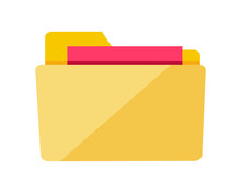 Yellow Web Folder Sign With Documents. Interface