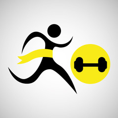 Poster - winner silhouette sport weight barbell vector illustration eps 10