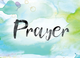 prayer colorful watercolor and ink word art