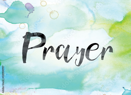 Fotografía Prayer Colorful Watercolor and Ink Word Art