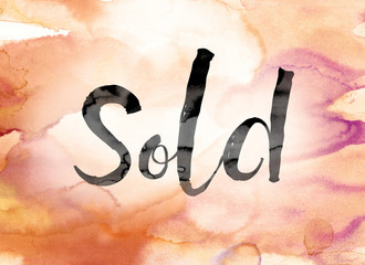 Poster - Sold Colorful Watercolor and Ink Word Art