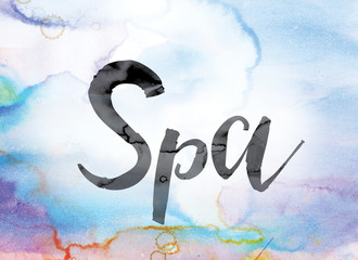 Poster - Spa Colorful Watercolor and Ink Word Art