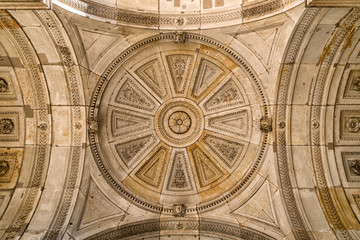  Decorativ Sandsotne ceiling of an entrance portal of the Zwinger in Dresden, Germany.