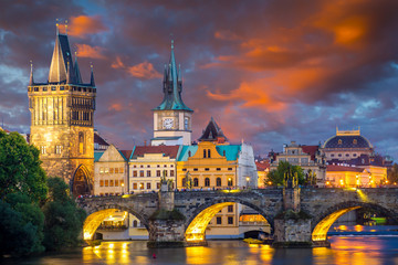 Wall Mural - River Vltava at Dusk Prague Czech Republic