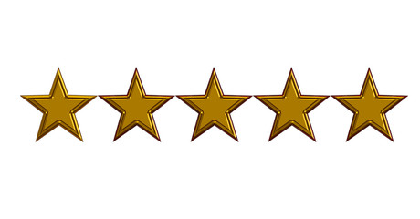 Wall Mural - five gold star on white background