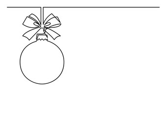 Poster - continuous line drawing of christmas tree decoration