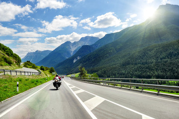 motorcyclists in the alps