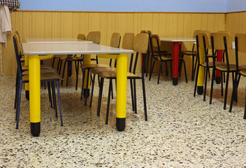 Wall Mural - tables and colored chairs in a nursery school