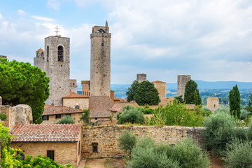 Canvas Print - San Gimignano Duomo di San Gimignano Rathaus Toskana