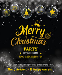 Wall Mural - Invitation merry christmas party poster banner and card design 