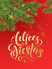 Spanish Felices Fiestas holidays greeting card decoration background