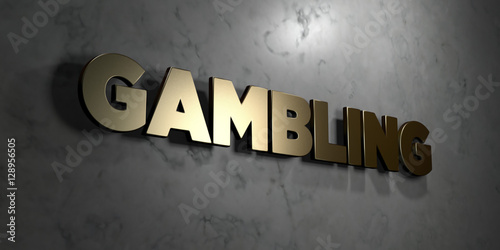 фотография Gambling - Gold sign mounted on glossy marble wall - 3D rendered royalty free stock illustration