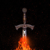 Fototapeta Sypialnia - Sword on fire