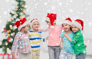 Poster - happy little children in christmas santa hats