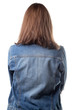 Woman in jeans jacket from back
