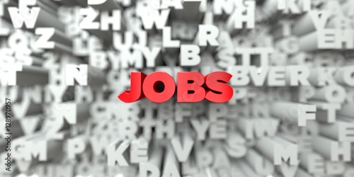 Jobs Red Text On Typography Background 3d Rendered Royalty