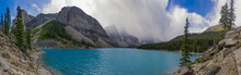 Panorama Of Moraine Lake In Banff National Park Alberta Canada