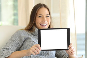 Poster - Woman showing blank tablet screen