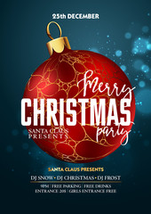 Christmas Party design template with decoration ball