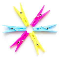 Colorful clip set roundly on white background.