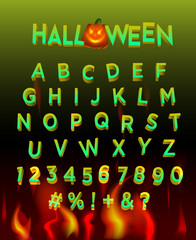 Halloween stylized creepy alphabet. 