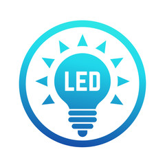 Sticker - led light bulb icon with blue gradient