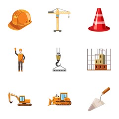 Canvas Print - Building tools icons set. Cartoon illustration of 9 building tools vector icons for web
