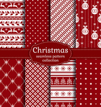Christmas Seamless Patterns. Vector Set.