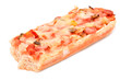 Pizza Baguette with salami isolated on white