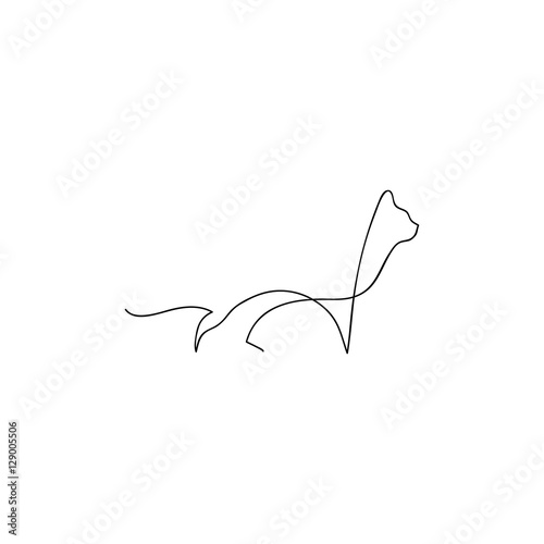 Line Drawing Wallpaper Uk : One line cat design silhouette hand drawn minimalism