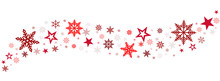Red Snowflakes And Stars On White Background 