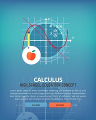 set of flat design illustration concepts for calculus. education and knowledge ideas. mathematic sci