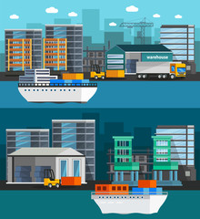 Wall Mural - Sea Port Orthogonal Banners