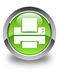 Printer icon glossy green round button