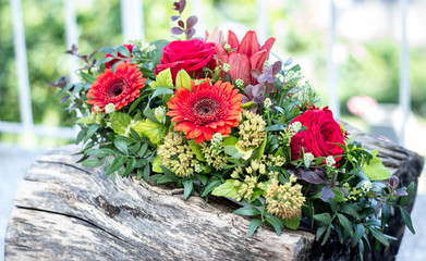 colorful flower arrangement wreath for funerals isolated on white